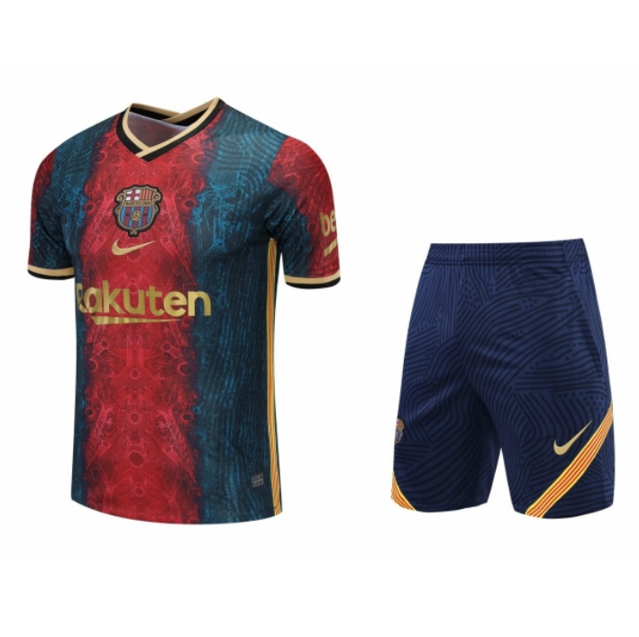 2021/22 Barcelona Red Blue Short Sleeve Training Kits Shirt + Shorts